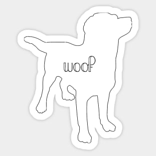 Woof on White Dog Sticker